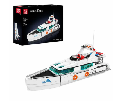 Zabawka edukacyjno-interaktywna Mould King Klocki konstrukcyjne Jacht White Dolphin 857 el. zestaw 1021